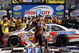 BRISTOL, TN - MARCH 22:  Kyle Busch, driver of the #18 Snickers Toyota, poses in victory lane after winning the NASCAR Sprint Cup Series Food City 500 at Bristol Motor Speedway on March 22, 2009 in Bristol, Tennessee.  (Photo by John Harrelson/Getty Images)