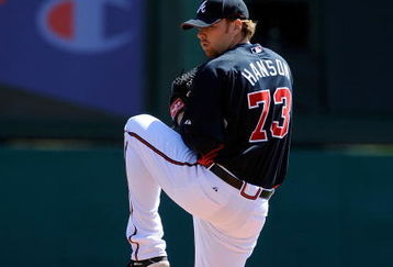 KISSIMMEE, FL - MARCH 3:  Pitcher Tommy Hanson #73 of the Atlanta Braves throws during an exhibition game against Panama at Champion Stadium March 3, 2009 in Kissimmee, Florida.  (Photo by Sam Greenwood/Getty Images)