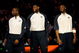 PHOENIX - FEBRUARY 15: (L-R) Dwyane Wade, LeBron James and Kobe Bryant, members of the women's and men's gold medal winning USA Olympic basketball teams, wave to the crowd during half time of the 58th NBA All-Star Game, part of 2009 NBA All-Star Weekend at US Airways Center on February 15, 2009 in Phoenix, Arizona. NOTE TO USER: User expressly acknowledges and agrees that, by downloading and or using this photograph, User is consenting to the terms and conditions of the Getty Images License Agreement. (Photo by Ronald Martinez/Getty Images)