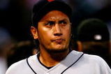 CHICAGO - SEPTEMBER 29:  Starting pitcher Freddy Garcia #34 of the Detroit Tigers walks to the dugout after he was taken out of the game in the bottom of the sixth inning against the Chicago White Sox at U.S. Cellular Field on September 29, 2008 in Chicago, Illinois. The White Sox won 8-2.  (Photo by Jeff Gross/Getty Images)