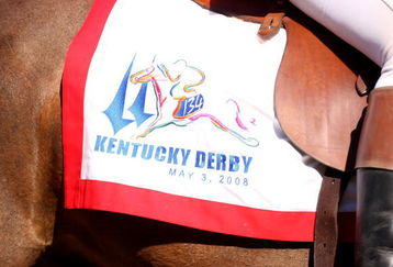 LOUISVILLE, KY - MAY 03:  A detail of a saddle cloth with the 134th Kentucky Derby logo on it is seen durinng the 134th running of the Kentucky Derby on May 3, 2008 at Churchill Downs in Louisville, Kentucky.  (Photo by Andy Lyons/Getty Images)