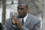 LEBANON - JANUARY 14: New York Giants wide receiver Plaxico Burress warms his hands as he arrives at the Lebanon County Courthouse January 14, 2009 in Lebanon, Pa.  Burress is scheduled to appear in a civil trial in a dispute with an automobile dealer over what he owes in damages to a vehicle supplied to him by the dealership. (Photo by Chris Gardner/Getty Images)