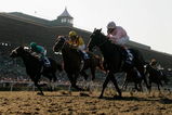 ARCADIA, CA - OCTOBER 25:  (L-R) Jockeys Mike Smith atop Tiago, Robby Albarado atop Curlin and John Velazquez atop Henrythenavigator compete in the Breeders' Cup Classic during the Breeders' Cup World Championships at Santa Anita Park October 25, 2008 in Arcadia, California. (Photo by Christian Petersen/Getty Images)