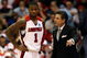 DAYTON, OH - MARCH 20: Head coach Rick Pitino speaks to Terrence Williams #1 of the Louisville Cardinals during a game against the Morehead State Eagles during the first round of the NCAA Division I Men's Basketball Tournament at the University of Dayton Arena on March 20, 2009 in Dayton, Ohio.  (Photo by Andy Lyons/Getty Images)