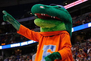 TAMPA, FL - MARCH 13:  The mascot of the Florida Gators cheers during the game against the Auburn Tigers during the quaterfinal round of the SEC Men's Basketball Tournament on March 13, 2009 at The St. Pete Times Forum in Tampa, Florida.  (Photo by Chris Graythen/Getty Images)