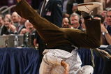 NEW YORK - MARCH 20:  Actor Anthony Anderson breakdances to entertain the crowd during a timeout in the game between the Sacramento Kings and the New York Knicks on March 20, 2009 at Madison Square Garden in New York City. NOTE TO USER: User expressly acknowledges and agrees that, by downloading and or using this photograph, User is consenting to the terms and conditions of the Getty Images License Agreement.  (Photo by Nick Laham/Getty Images)
