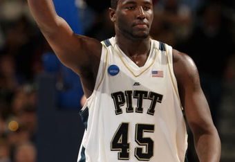 DENVER - MARCH 22:  DeJuan Blair #45 of the Pittsburgh Panthers celebrates scoring against the Michigan State Spartans during the second round game of the South Regional as part of the 2008 NCAA Men's Basketball Tournament at Pepsi Center on March 22, 2008 in Denver, Colorado.  The Spartans defeated the Panthers 65-54.  (Photo by Doug Pensinger/Getty Images)