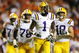 AUBURN, AL - SEPTEMBER 20:  Wide receiver Brandon LaFell #1 of the LSU Tigers leads the offense onto the field while taking on the Auburn Tigers at Jordan-Hare Stadium on September 20, 2008 in Auburn, Alabama. LSU defeated Auburn 26-21.  (Photo by Doug Benc/Getty Images)