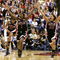 BOSTON - APRIL 04:  Crystal Langhorne #1 (C) Ashleigh Newman #21 (L) and Marissa Coleman #25 of the Maryland Terrapins celebrate their 78-75 overtime victory over the Duke Blue Devils in the 2006 NCAA Women's Basketball Championship Game on April 4, 2006 at the TD Banknorth Garden in Boston, Massachusetts.  (Photo by Jim McIsaac/Getty Images)