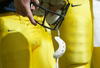 ANN ARBOR, MI - SEPTEMBER 27:  Detail of a University of Michigan Wolverines helmet before the game against the Indiana University at Bloomington Hoosiers, at Michigan Stadium on September 27, 2003 in Ann Arbor, Michigan. Michigan defeated Indiana 31-17. (Photo by Danny Moloshok/Getty Images)