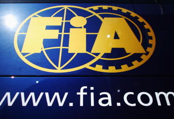 BARCELONA, SPAIN - APRIL 26:  FIA logo is seen on the side of their transporter following qualifying for the Spanish Formula One Grand Prix at the Circuit de Catalunya on April 26, 2008 in Barcelona, Spain.  (Photo by Clive Mason/Getty Images)