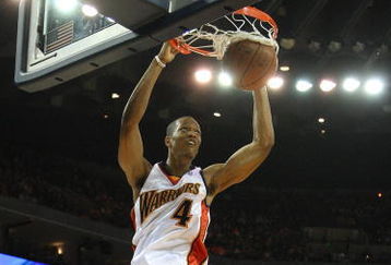 OAKLAND, CA - DECEMBER 12:  Anthony Randolph #4 of the Golden State Warriors shoots over Luis Scola #4 of the Houston Rockets during an NBA game on December 12, 2008 at Oracle Arena in Oakland, California. NOTE TO USER: User expressly acknowledges and agrees that, by downloading and or using this photograph, User is consenting to the terms and conditions of the Getty Images License Agreement.  (Photo by Jed Jacobsohn/Getty Images)