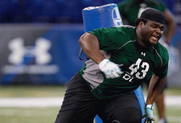 INDIANAPOLIS, IN - FEBRUARY 23:  Defensive lineman BJ Raji of Boston College runs during the NFL Scouting Combine presented by Under Armour at Lucas Oil Stadium on February 23, 2009 in Indianapolis, Indiana. (Photo by Scott Boehm/Getty Images)