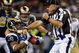 ST. LOUIS, MO - DECEMBER 21: Kenneth Darby #33 of the St. Louis Rams runs into umpire Garth DeFelice #53 against the San Francisco 49ers at the Edward Jones Dome on December 21, 2008 in St. Louis, Missouri.  The 49ers beat the Rams 17-16.  (Photo by Dilip Vishwanat/Getty Images)