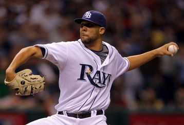 ST PETERSBURG, FL - OCTOBER 19:  Relief pitcher David Price #14 of the Tampa Bay Rays delivers a pitch against the Boston Red Sox in game seven of the American League Championship Series during the 2008 MLB playoffs on October 19, 2008 at Tropicana Field in St Petersburg, Florida. The Rays defeated the Red Sox 3-1 to win the series 4-3. (Photo by Doug Pensinger/Getty Images)