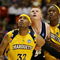 BOISE, ID - MARCH 20: Forward Gary Wilkinson #55 of the Utah State Aggies is guarded by forwards Lazar Hayward #32 and Jimmy Butler #33 of the Marquette Golden Eagles during the first round of the NCAA Division I Men's Basketball Tournament at the Taco Bell Arena on March 20, 2009 in Boise, Idaho. (Photo by Jed Jacobsohn/Getty Images)
