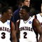 PORTLAND, OR - MARCH 21:  Demetri Goodson #3 of the Gonzaga Bulldogs and teammates Jeremy Pargo #2 and Micah Downs #22 celebrate after Goodson made the game-winning basket to defeat the Western Kentucky Hilltoppers during the second round of the NCAA Division I Men's Basketball Tournament at the Rose Garden on March 21, 2009 in Portland, Oregon. The Bulldgos defeated the Hilltoppers 83-81 to advance to the Sweet 16.  (Photo by Jonathan Ferrey/Getty Images)