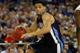 DETROIT - MARCH 28:  Scottie Reynolds #1 of the Villanova Wildcats drives against the Kansas Jayhawks during the Midwest Regional Semifinal of the 2008 NCAA Division I Men's Basketball Tournament at Ford Field on March 28, 2008 in Detroit, Michigan  (Photo by Gregory Shamus/Getty Images)