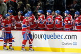 MONTREAL- MARCH 10:  Andrei Kostitsyn #46 and Alex Tanguay #13 of the Montreal Canadiens celebrate the third period goal by Saku Koivu #11 with teammates during the game against the Edmonton Oilers at the Bell Centre on March 10, 2009 in Montreal, Quebec, Canada.  The Canadiens defeated the Oilers 4-3 in overtime.  (Photo by Richard Wolowicz/Getty Images)