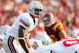 LOS ANGELES, CA - SEPTEMBER 13: Terrelle Pryor #2 of the Ohio State Buckeyes lines up under center against the USC Trojans during the college football game at the Los Angeles Memorial Coliseum on September 13, 2008 in Los Angeles, California. (Photo by Harry How/Getty Images)