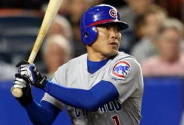 NEW YORK - SEPTEMBER 23: Kosuke Fukudome #1 of the Chicago Cubs hits an RBI double in the second innings against the New York Mets during their game at Shea Stadium September 23, 2008 in the Flushing neighborhood of the Queens borough of New York City.  (Photo by Nick Laham/Getty Images)