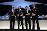 MONTE CARLO, MONACO - AUGUST 28:  John Terry (L) of Chelsea Cristiano Ronaldo (2.L) of Manchester United Frank Lampard and Petr Cech (R) of Chelsea are photographerd after recieving the 2007/2008 UEFA best Defender, Forward, Midfielder and Goalkeeper of the Season award at the UEFA Champions League Draw for the 2008/2009 season at the Grimaldi Forum on August 28, 2008 in Monte Carlo, Monaco.  (Photo by Denis Doyle/Getty Images)