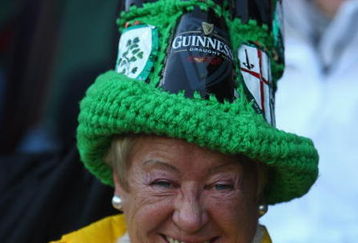 READING, UNITED KINGDOM - NOVEMBER 23:  A London Irish fan during the Guinness premiership match between London Irish and  Saracens at The Madejeski Stadium on November 23, 2008 in Reading, England.  (Photo by Mark Thompson/Getty Images)