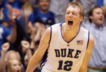 DURHAM, NC - MARCH 03:  Kyle Singler #12 of the Duke Blue Devils reacts against the Florida State Seminoles during the game on March 3, 2009 at Cameron Indoor Stadium in Durham, North Carolina.  (Photo by Kevin C. Cox/Getty Images)