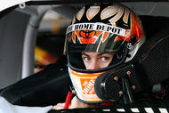 ATLANTA - MARCH 07:  Joey Lagano driver of the #20 Home Depot Toyota sits in his car during practice for the NASCAR Sprint Cup Series Kobalt Tools 500 at the Atlanta Motor Speedway on March 7, 2009 in Hampton, Georgia.  (Photo by John Harrelson/Getty Images)
