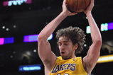 LOS ANGELES, CA - FEBRUARY 26:  Pau Gasol #16 of the Los Angeles Lakers rebounds the ball during the NBA game against the Phoenix Suns at Staples Center on February 26, 2009 in Los Angeles, California.  The Lakers defeated the Suns 132-106.  NOTE TO USER: User expressly acknowledges and agrees that, by downloading and or using this Photograph, user is consenting to the terms and conditions of the Getty Images License Agreement.  (Photo by Christian Petersen/Getty Images)