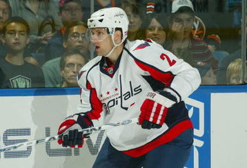 UNIONDALE, NY - OCTOBER 08:  Brian Pothier #2 of the Washington Capitals skates against the New York Islanders on October 8, 2007 at the Nassau Coliseum in Uniondale, New York.  (Photo by Bruce Bennett/Getty Images)