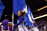 TAMPA, FL - MARCH 13:  Cheerleaders of the Kentucky Wildcats cheer before the game against the Louisiana State University Tigers during the second round of the SEC Men's Basketball Tournament on March 13, 2009 at The St. Pete Times Forum in Tampa, Florida.  (Photo by Chris Graythen/Getty Images)