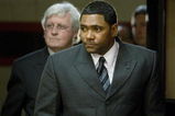 HOUSTON - FEBRUARY 11:  Shortstop Miguel Tejada (R) of the Houston Astros arrives to make a statement along with his attorney Mark Touchey during a press conference at Minute Maid Park February 11, 2009 in Houston, Texas. Earlier in the day Tejada plead guilty at the federal courthouse in Washington that he made misleading statements during a transcribed interview with congressional staffers in 2005 over the use of banned performance-enhancing substances in Major League Baseball.  (Photo by Bob Levey/Getty Images)