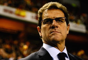 SEVILLE, SPAIN - FEBRUARY 11:  England Manager Fabio Capello looks on prior to the International Friendly between Spain and England at the Ramon Sanchez Pizjuan Stadium on February 11, 2009 in Seville, Spain.  (Photo by Manuel Queimadelos Alonso/Getty Images)