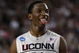 GLENDALE, AZ - MARCH 26: Center Hasheem Thabeet #34 of the Connenticut Huskies celebrates after defeating the Purdue Boilermakers 72-60 in the Sweet 16 of the NCAA Division I Men's Basketball Tournament at the University of Phoenix Stadium on March 26, 2009 in Glendale, Arizona. (Photo by Ronald Martinez/Getty Images)