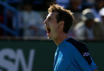 INDIAN WELLS, CA - MARCH 22:  Andy Murray of Great Britain reacts during his loss to Rafael Nadal of Spain in the final of the BNP Paribas Open on March 22, 2009 at the Indian Wells Tennis Garden in Indian Wells, California.  (Photo by Jeff Gross/Getty Images)