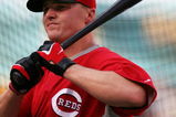 MIAMI - JUNE 07:  Jay Bruce #32 of the Cincinnati Reds takes batting practice prior to playing against the Florida Marlins at Dolphin Stadium June 7, 2008 in Miami, Florida.  (Photo by Marc Serota/Getty Images)