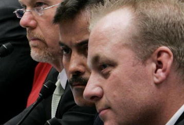 WASHINGTON - MARCH 17:  (L-R) Former St. Louis Cardinals player Mark McGwire, Baltimore Orioles Rafael Palmeiro, and Boston Red Sox pitcher Curt Schilling listen to testimony March 17, 2005 for a House Committee session that is investigating Major League Baseball efforts to eradicate steroid use in Washington, DC. Major League Baseball (MLB) Commissioner Allan 'Bud' Selig will give testimony regarding MLB?s efforts to eradicate steriod usage among its players.  (Photo by Win McNamee/Getty Images)