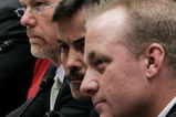 WASHINGTON - MARCH 17:  (L-R) Former St. Louis Cardinals player Mark McGwire, Baltimore Orioles Rafael Palmeiro, and Boston Red Sox pitcher Curt Schilling listen to testimony March 17, 2005 for a House Committee session that is investigating Major League Baseball efforts to eradicate steroid use in Washington, DC. Major League Baseball (MLB) Commissioner Allan 'Bud' Selig will give testimony regarding MLB?s efforts to eradicate steriod usage among its players.  (Photo by Win McNamee/Getty Images)