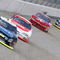 NASHVILLE, TN - AUGUST 12: Frank Kimmel, driver of the #46 Pork The Other White Meat-Mighty EZY Ford, leads a group of cars during the ARCA RE/MAX 200 on August 12, 2006 at the Nashville Superspeedway in Nashville, Tennessee. (Photo by Chris Graythen/Getty Images for NASCAR)