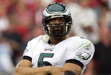 GLENDALE, AZ - JANUARY 18:  Quarterback Donovan McNabb #5 of the Philadelphia Eagles looks on in the second quarter during the NFC championship game against the Arizona Cardinals on January 18, 2009 at University of Phoenix Stadium in Glendale, Arizona.  (Photo by Jed Jacobsohn/Getty Images)