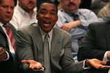 NEW YORK - JANUARY 02:  Coach Isiah Thomas of the New York Knicks talks to the referee after the ejection of Zach Randolph #50 against the Sacramento Kings on January 2, 2008 at Madison Square Garden in New York City. NOTE TO USER: User expressly acknowledges and agrees that, by downloading and/or using this Photograph, User is consenting to the terms and conditions of the Getty Images License Agreement.  (Photo by Nick Laham/Getty Images)
