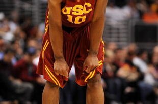 LOS ANGELES, CA - MARCH 14:  Guard DeMar DeRozan #10 of the USC Trojans stands on the court during the game against the Arizona State Sun Devils in the Pacific Life Pac-10 Men's Basketball Tournament Championship Game at the Staples Center on March 14, 2009 in Los Angeles, California.  (Photo by Harry How/Getty Images)