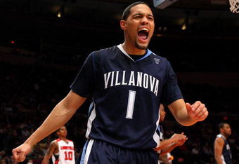 NEW YORK - MARCH 13: Scottie Reynolds #1 of the Villanova Wildcats reacts between plays against the Louisville Cardinals during the semifinal round of the Big East Tournament at Madison Square Garden on March 13, 2009 in New York City.  (Photo by Jim McIsaac/Getty Images)