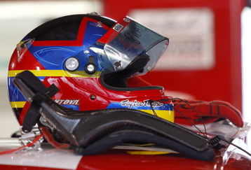 MARTINSVILLE, VA - MARCH 28:  Juan Pablo Montoya's helmet sits on the roof of the #42 Target CHevrolet during rain delayed practice for the NASCAR Sprint Cup Series Goody's Fast Pain Relief 500 at the Martinsville Speedway on March 28, 2009 in Martinsville, Virginia.  (Photo by John Harrelson/Getty Images)