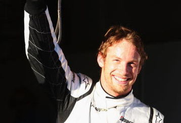 MELBOURNE, AUSTRALIA - MARCH 28:  Jenson Button of Great Britain and Brawn GP celebrates taking pole position following qualifying for the Australian Formula One Grand Prix at the Albert Park Circuit on March 28, 2009 in Melbourne, Australia.  (Photo by Mark Thompson/Getty Images)