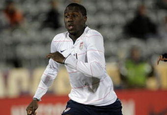 COMMERCE CITY, CO - NOVEMBER 19:  Jozy Altidore #14 of the USA controls the ball against Guatemala during their semifinal round FIFA World Cup qualifier match at Dick's Sporting Goods Park on November 19, 2008 in Commerce City, Colorado. USA defeated Guatemala 2-0.  (Photo by Doug Pensinger/Getty Images)
