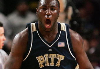 NEW YORK - MARCH 15: DeJuan Blair #45 of the Pittsburgh Panthers reacts after a play against the Georgetown Hoyas during the final of the 2008 Big East Men's Basketball Championship at Madison Square Garden on March 15, 2008 in New York City.  (Photo by Jim McIsaac/Getty Images)