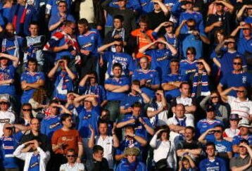 MANCHESTER, UNITED KINGDOM - MAY 14: A general view of Rangers fans during the UEFA Cup Final between Zenit St. Petersburg and Glasgow Rangers at the City of Manchester Stadium on May 14, 2008 in Manchester, England.  (Photo by Alex Livesey/Getty Images)