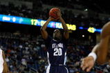 DETROIT - MARCH 28:  Shane Clark #20 of the Villanova Wildcats against the Kansas Jayhawks during the Midwest Regional Semifinal of the 2008 NCAA Division I Men's Basketball Tournament at Ford Field on March 28, 2008 in Detroit, Michigan. Kansas won 72-57.  (Photo by Gregory Shamus/Getty Images)